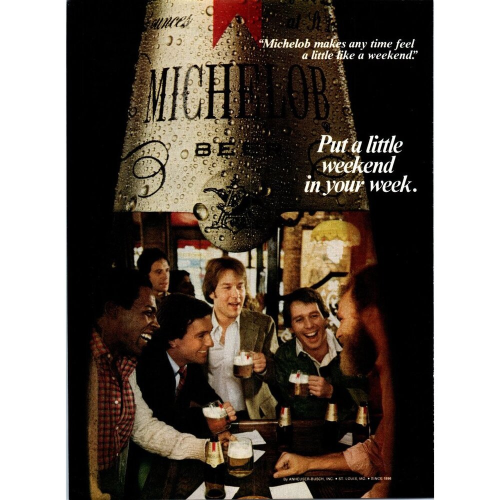 1981 Michelob Beer Bottle Happy Hour Guys After Work Vintage Print Ad Wall Art